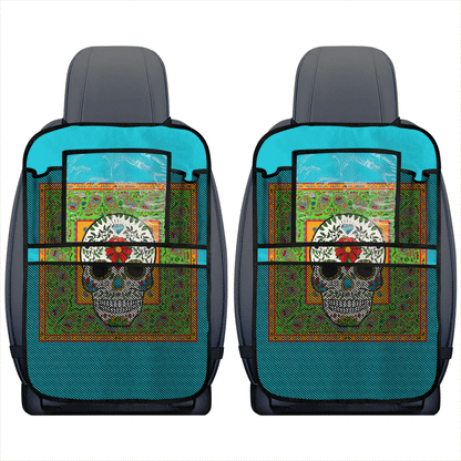 Festive Sugar Skull Bandana Back Seat Organizers