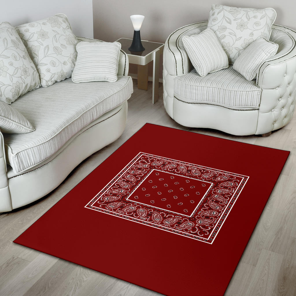 red bandana print throw rug