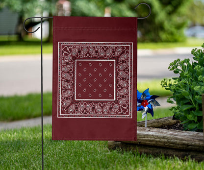 Burgundy Bandana Home and Garden Flags