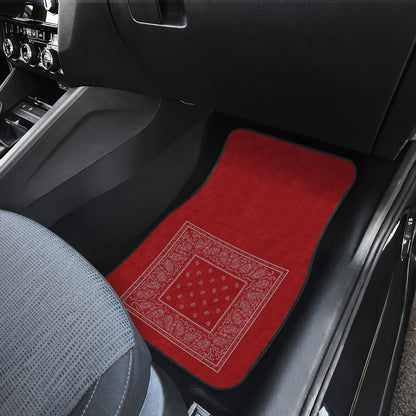 Dual Red and Gray Bandana Car Mats - Minimal