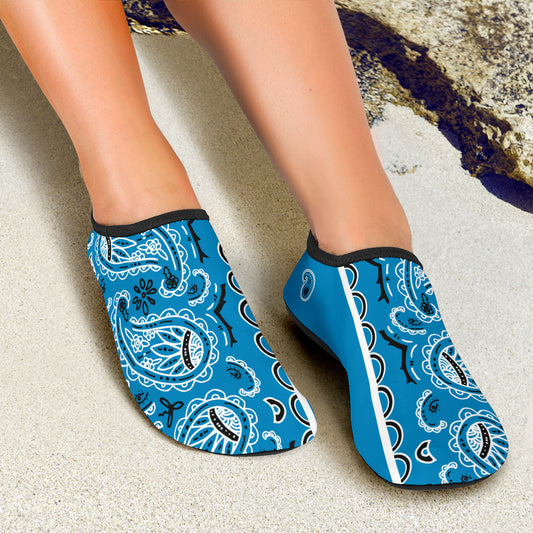 sky blu bandana kayaking and water shoes