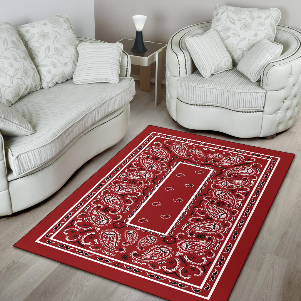 Classic Red Bandana Area Rugs - Fitted