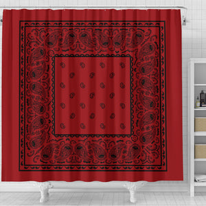 Red with Black Bandana Shower Curtain