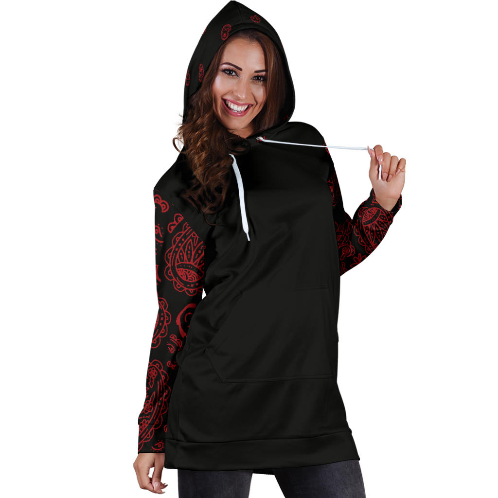 Black and Red Bandana Hoodie Dress