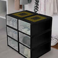 black and gold bandana shoe organizer box