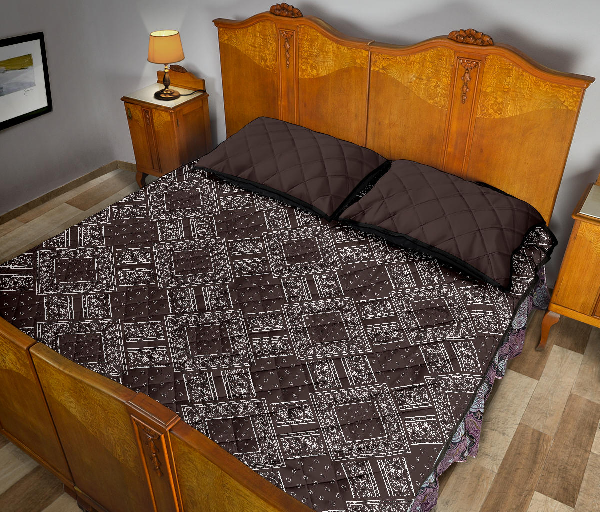 Quilt Set - Coffee Brown Bandana DB Quilt w/Shams