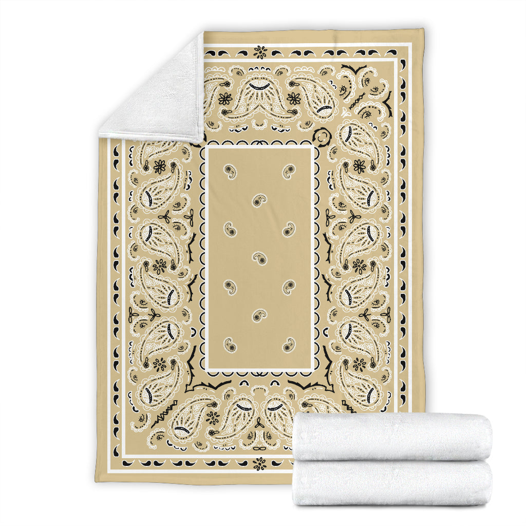 Khaki Bandana Fleece Throw Blanket