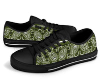 Canvas Low Top Sneakers - Bandana Style Army Green