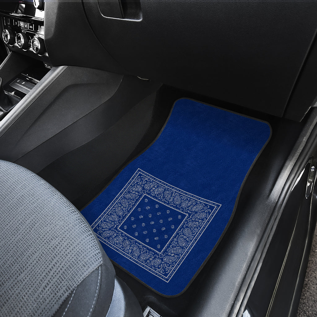 Quad Blue and Gray Bandana Car Mats - Minimal
