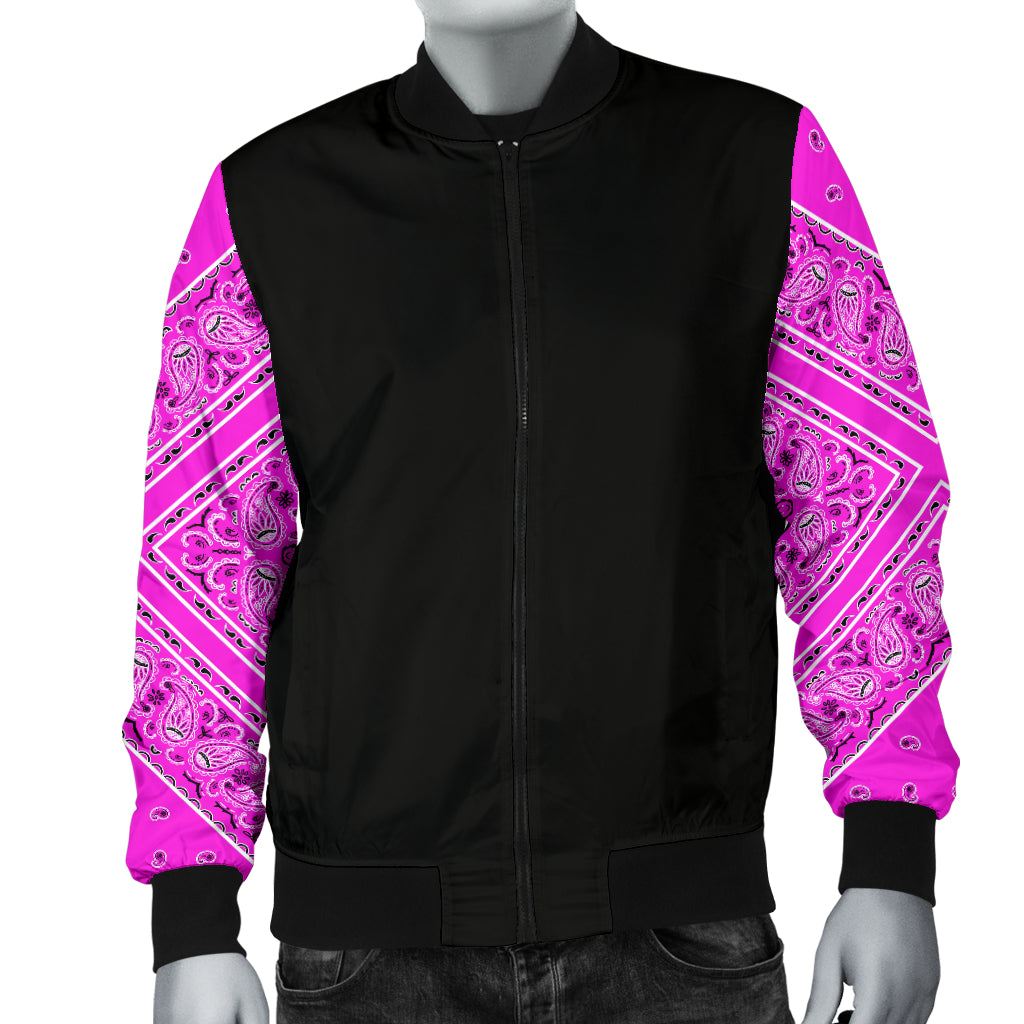 Men's Abruptly Pink Bandana Sleeved Bomber Jacket
