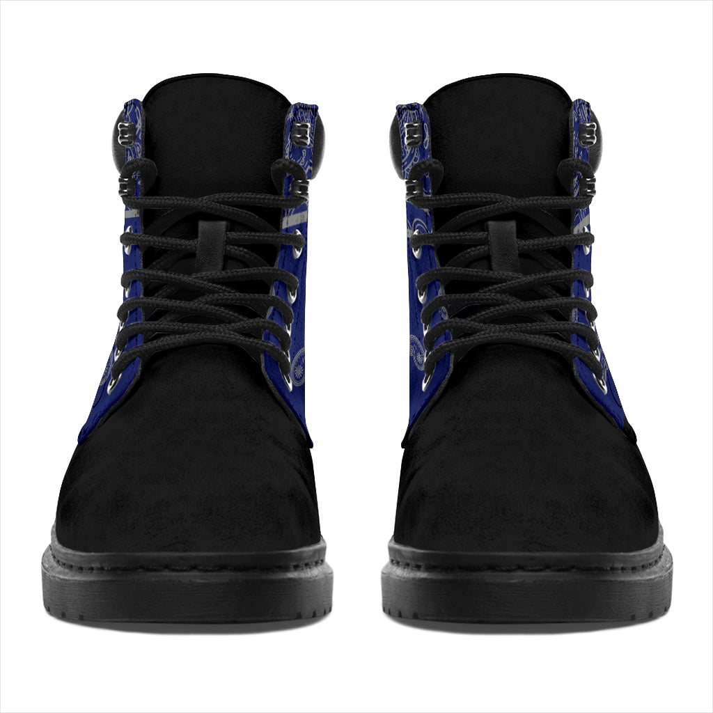 Blue and Gray Bandana Blackout All Season Boots