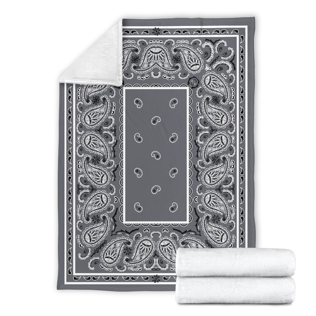 Gray Bandana Throw Blankets