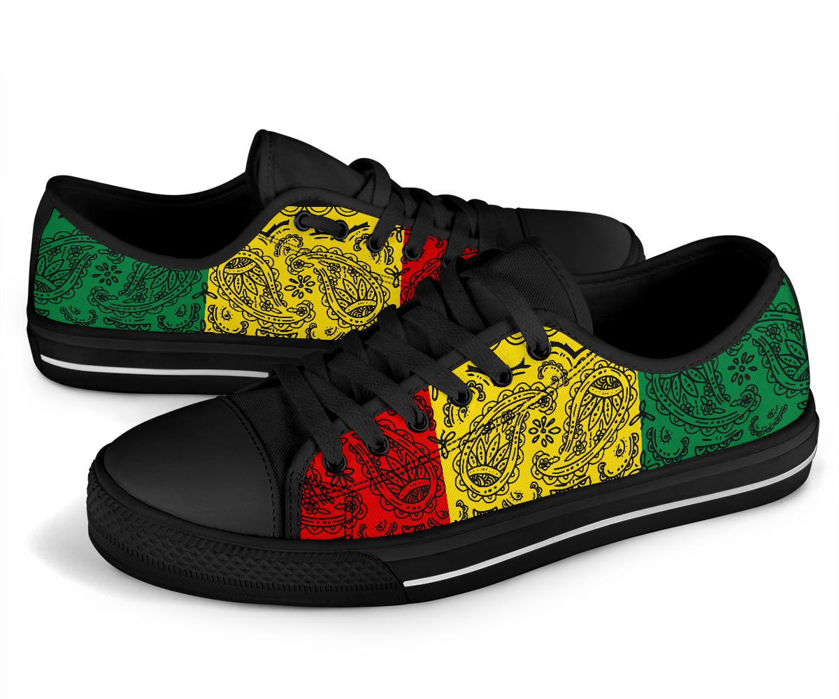 Canvas Low Top Sneakers - Rasta Bandana Style