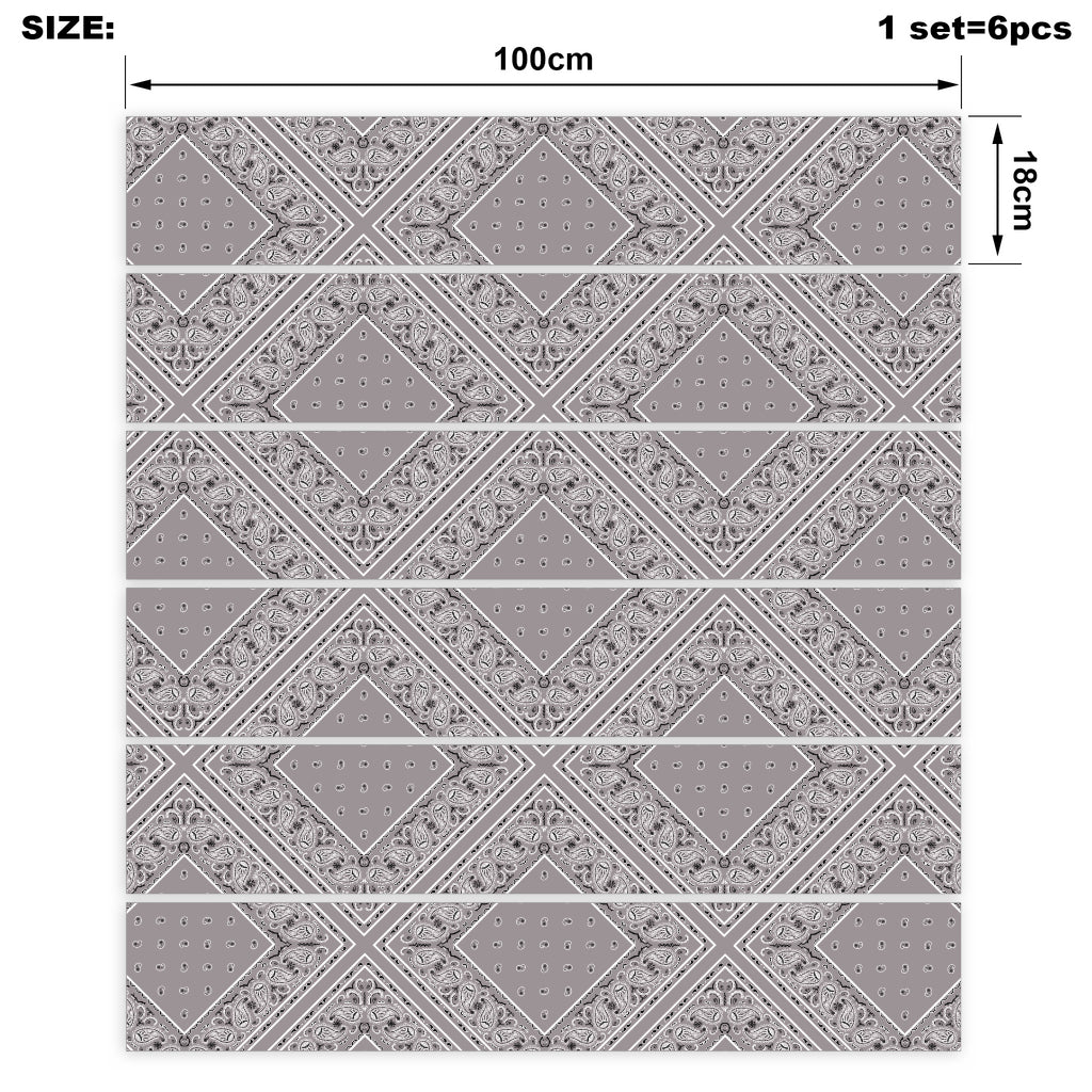 Classic Gray Bandana Stair Stickers 6 Steps