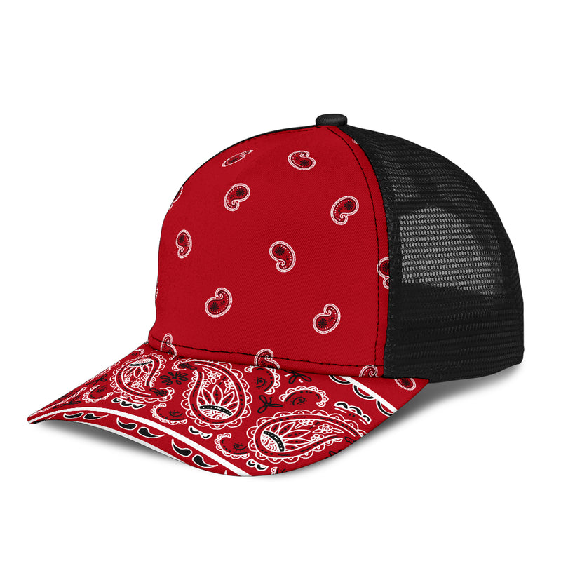 red bandana mesh back hat