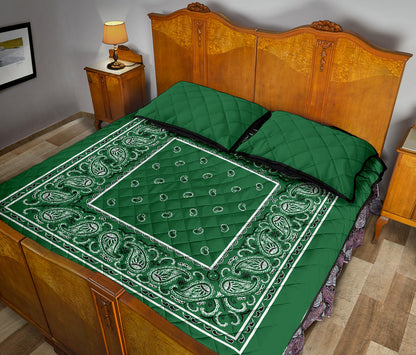 Quilt Set - Classic Green Bandana Quilt w/Shams