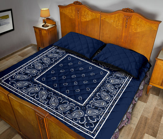 Quilt Set - Navy Blue Bandana Quilt w/Shams
