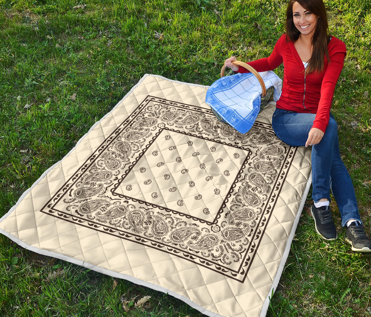 Quilt - Cream and Brown Bandana Quilt
