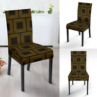 Black Gold Bandana Dining Chair Covers - 4 Patterns