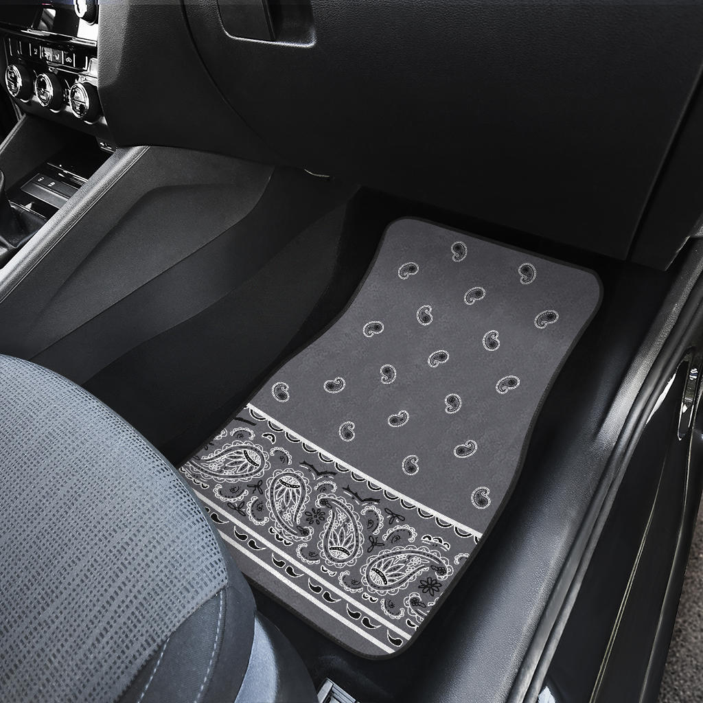 Dual Classic Gray Bandana Car Mats - Fancy