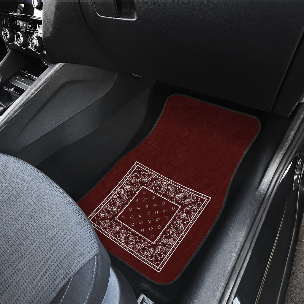 Dual Burgundy Bandana Car Mats - Minimal