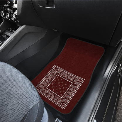 Dual Burgundy Bandana Car Mats - Minimal