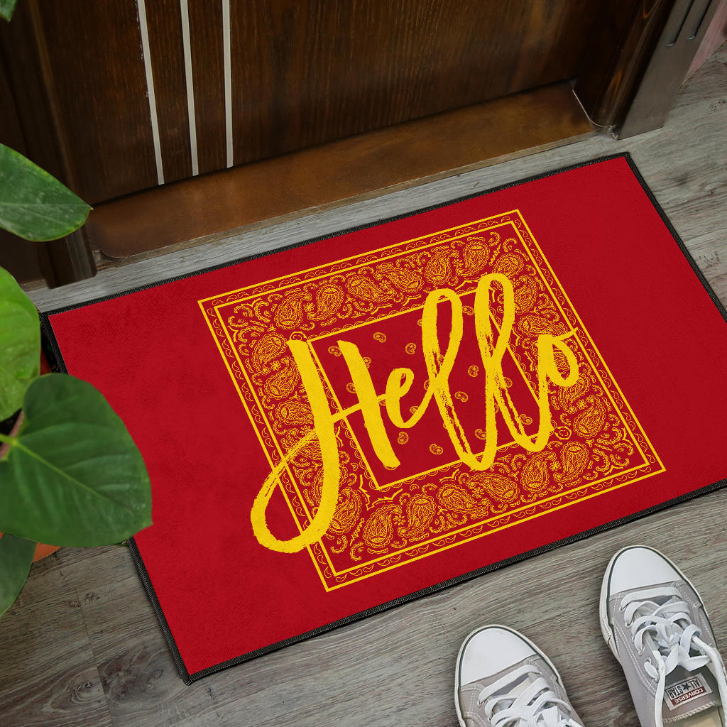 Red and Gold Bandana Door Mats