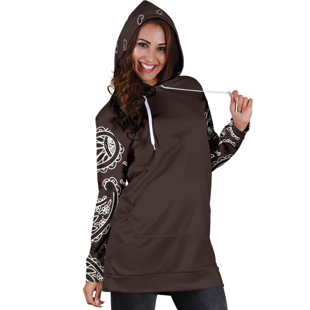 Brown Bandana Hoodie Dress