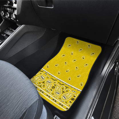 Dual Sunshine Yellow Bandana Car Mats - Fancy
