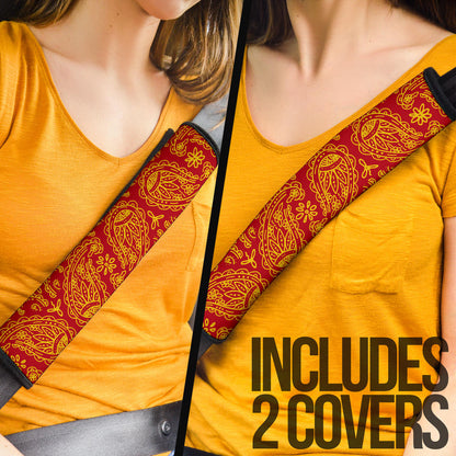 Red and Gold Bandana Seat Belt Covers - 3 Styles