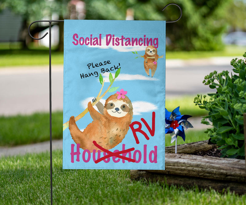 social distancing RV Campers sign with sloths