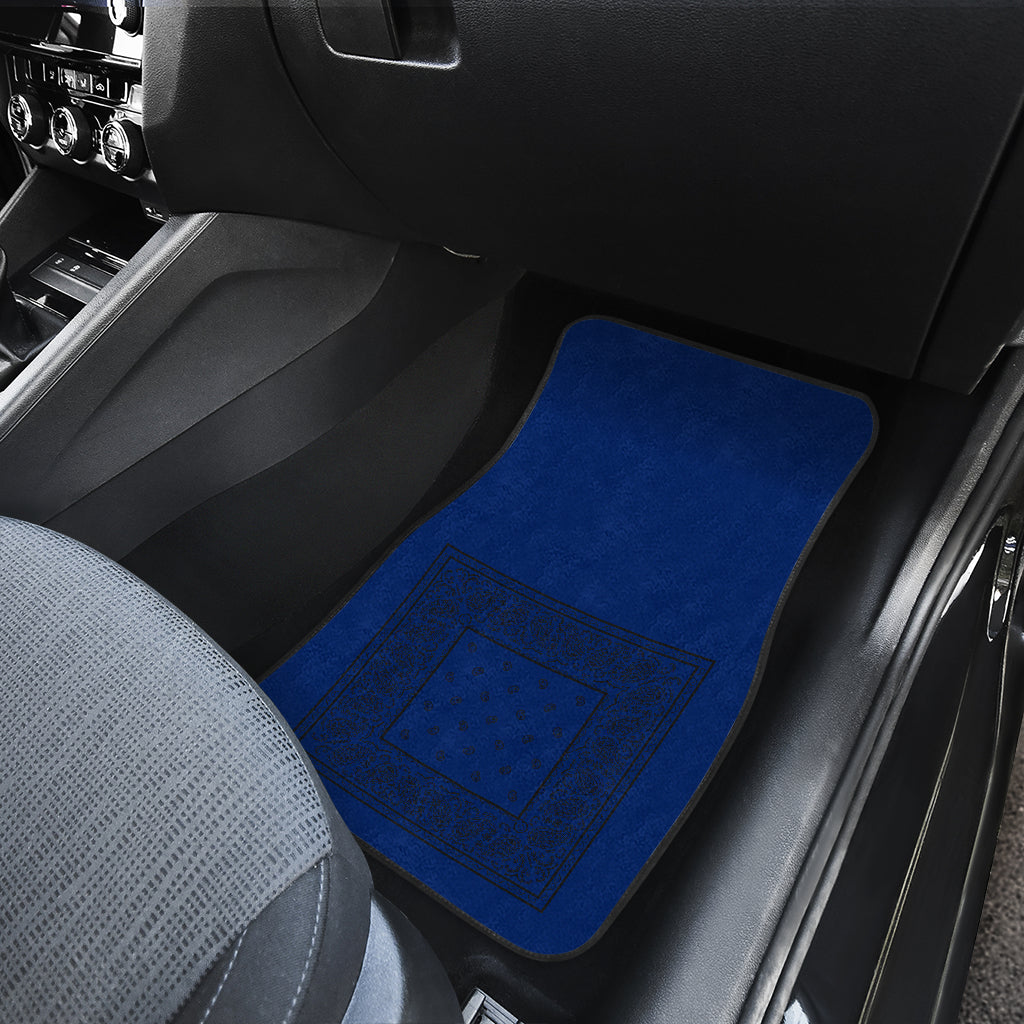 Quad Blue and Black Bandana Car Mats - Minimal