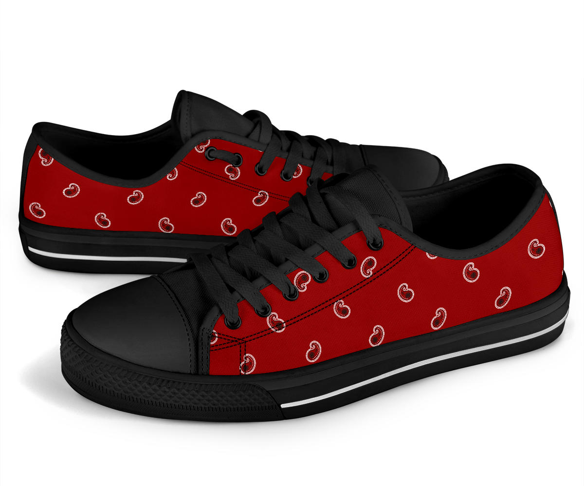 Canvas Low Top Sneakers - Maroon Paisley