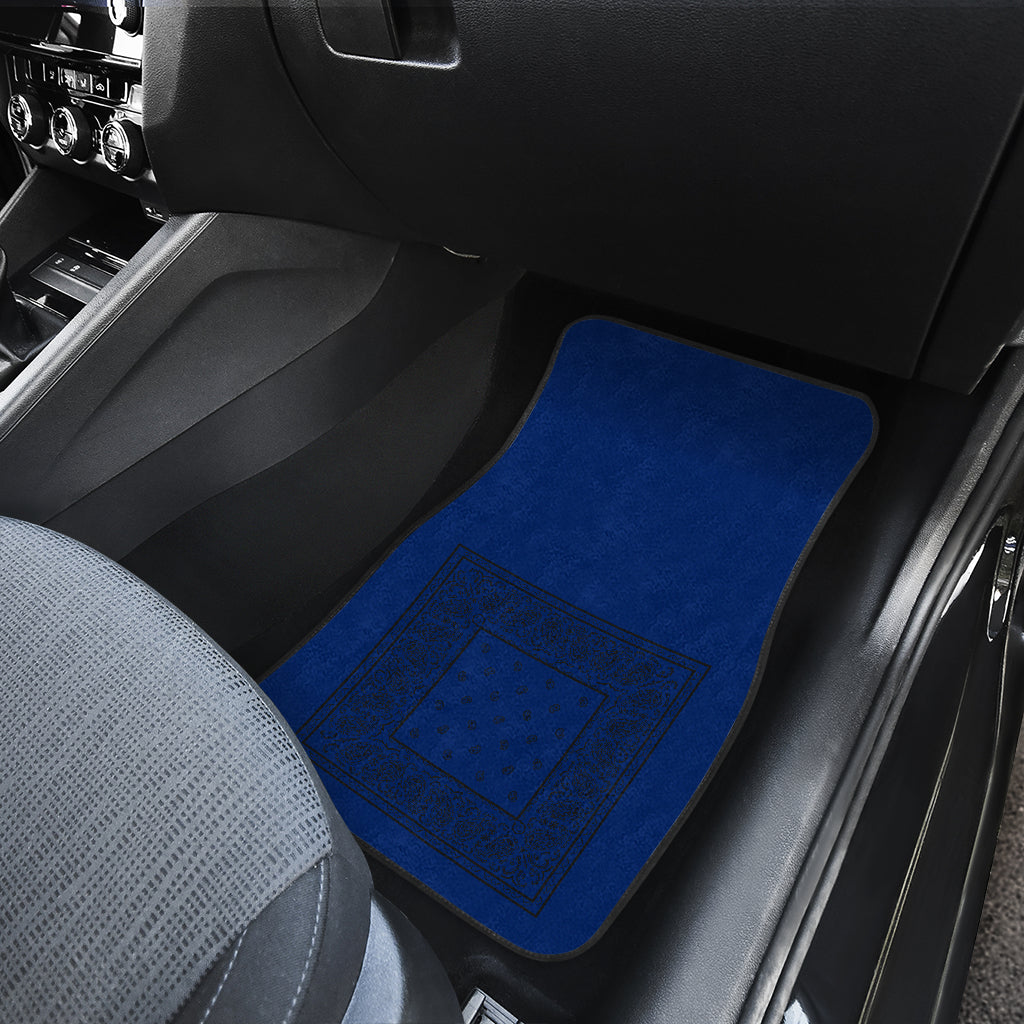 Dual Blue and Black Bandana Car Mats - Minimal