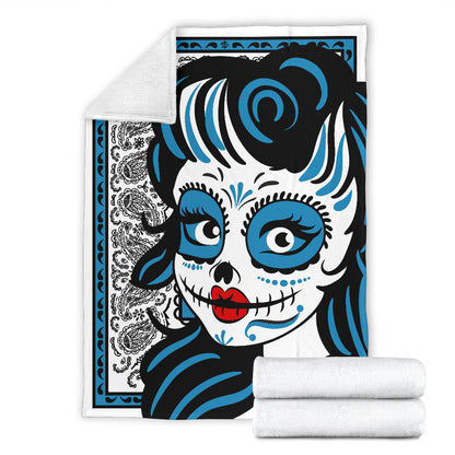 Ultra Plush White Bandana Calavera Fleece Blanket