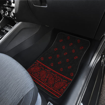 Dual Black and Red Bandana Car Mats - Fancy