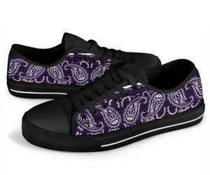 Canvas Low Top Sneakers - Bandana Style Royal Purple