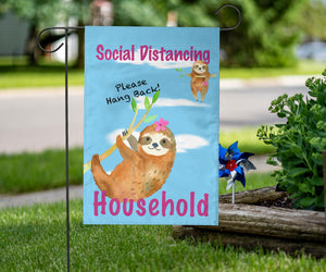 Social Distancing Sloth Flags for Home and Garden