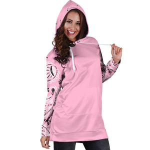 Light Pink Bandana Hoodie Dress hood up