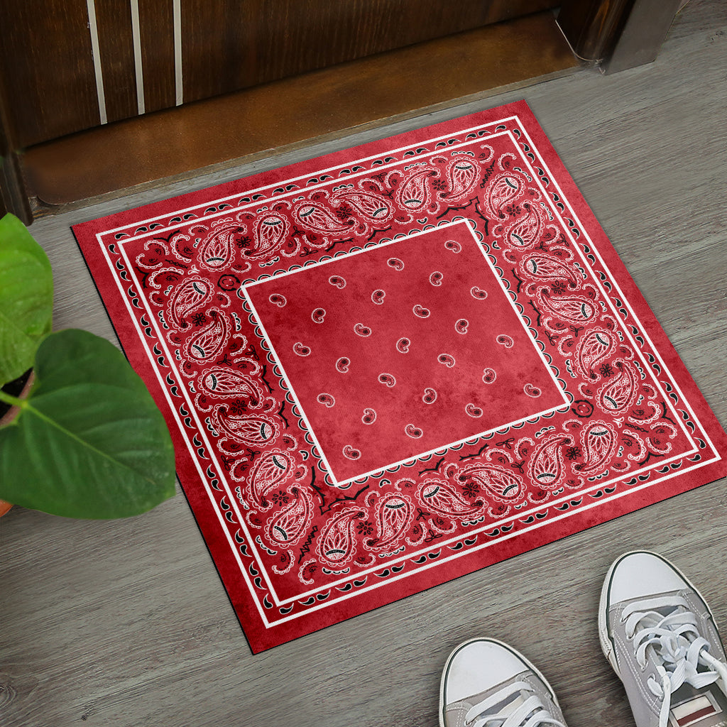 Denim Red Bandana Square Doormat