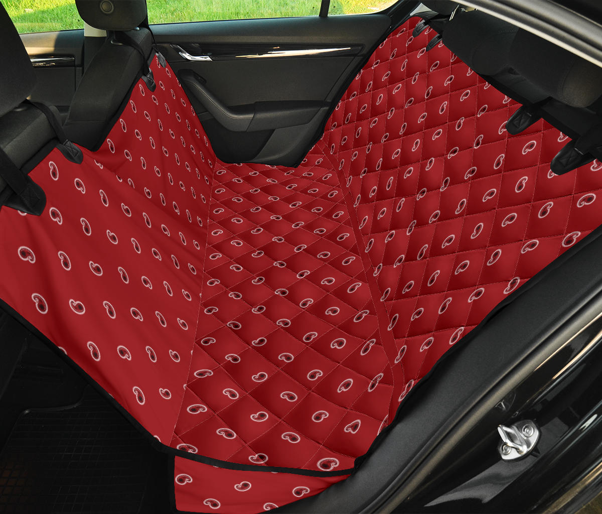 Classic Red Paisley Car Pet Seat Covers | The Bandana Blanket Company