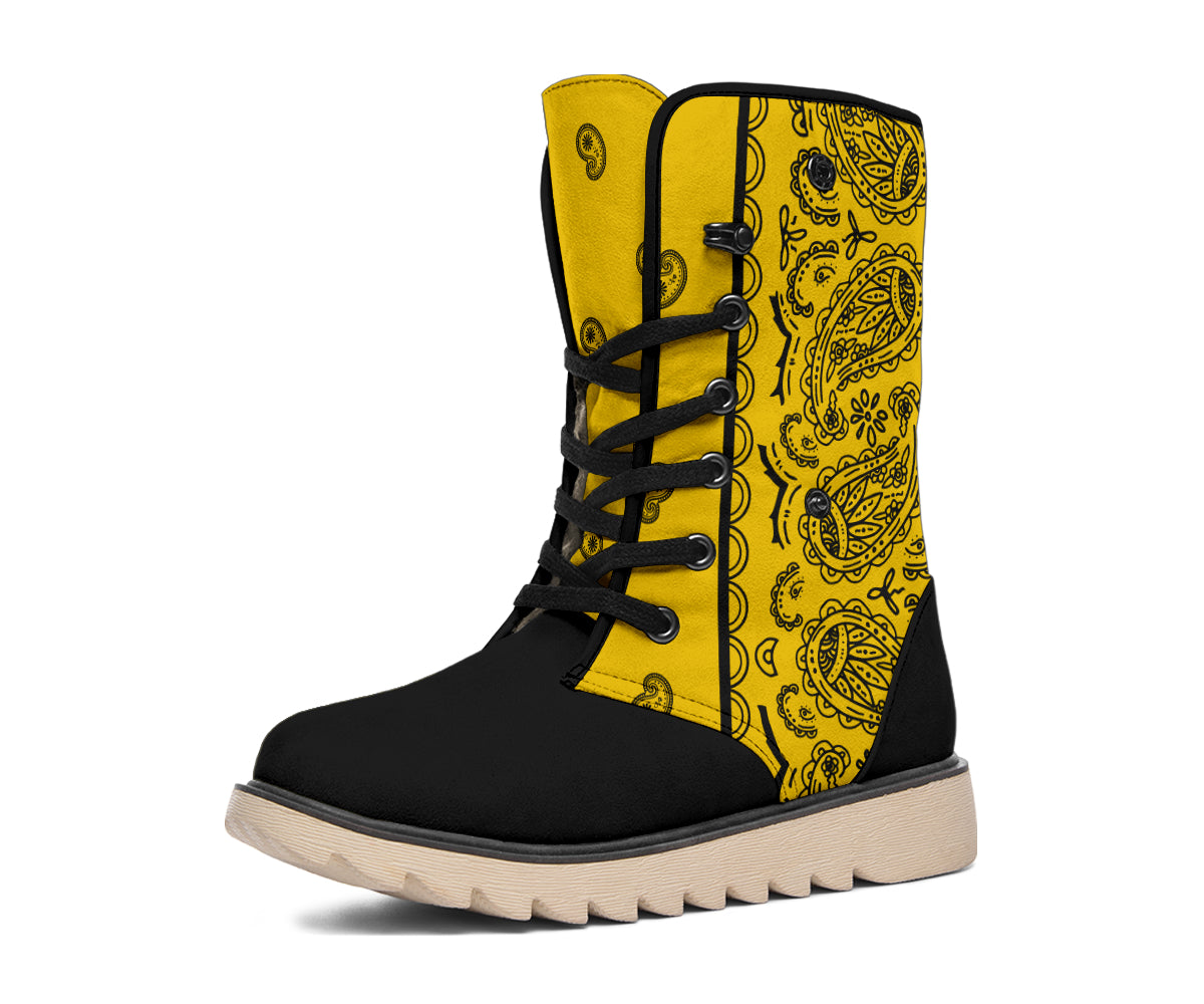 Gold and Black Bandana Women's Winter Boots