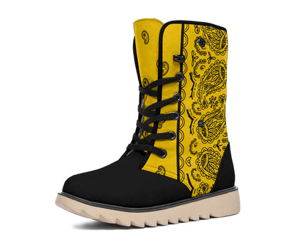 Gold and Black Bandana Women's Winter Boots
