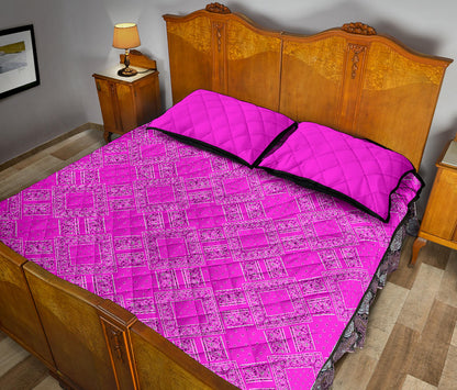 Quilt Set - Abruptly Pink Bandanas DB Quilt w/Shams