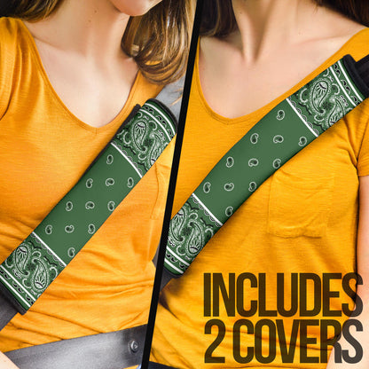 Classic Green Bandana Seat Belt Covers - 3 Styles