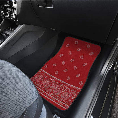 Quad Red and Gray Bandana Car Mats - Fancy