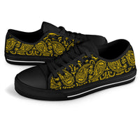 Canvas Low Top Sneakers - Bandana Style Black Gold