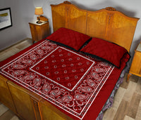 Maroon Bandana Bed Quilts with Shams