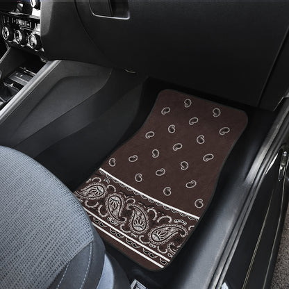 Quad Coffee Brown Bandana Car Mats - Fancy