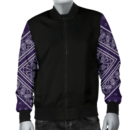 Men's Royal Purple Bandana Sleeved Bomber Jacket